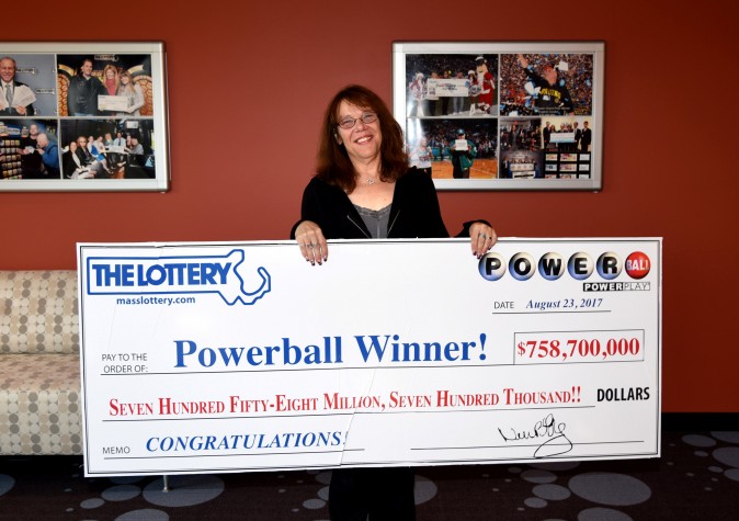 Mavis Wanczyk of Chicopee, Massachusetts, the winner of the $758.7 million Powerball jackpot is pictured in Braintree, Massachusetts, U.S. in this August 24, 2017 handout photo. (Massachusetts State Lottery/Handout via REUTERS)