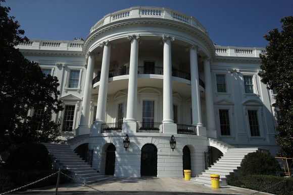 The new South Portico steps of the White House on Aug. 22, 2017. The White House has undergone a major renovation. (Photo by Alex Wong/Getty Images)