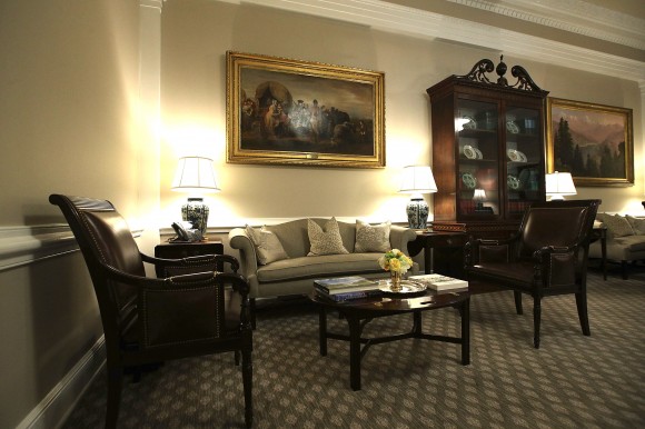 The West Wing lobby of the White House after renovations on Aug. 22. (Alex Wong/Getty Images)