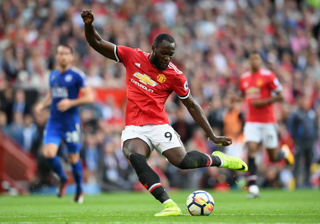 Romelu Lukaku of Manchester United in action during the Premier League match between Manchester United and Leicester City at Old Trafford on August 26, 2017 in Manchester, England. (Michael Regan/Getty Images)