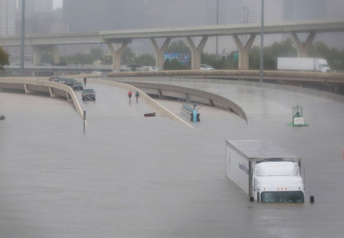 Interstate highway 45 is submerged from the effects of Hurricane Harvey seen during widespread flooding in Houston, Texas, U.S. on Aug. 27, 2017. (REUTERS/Richard Carson)