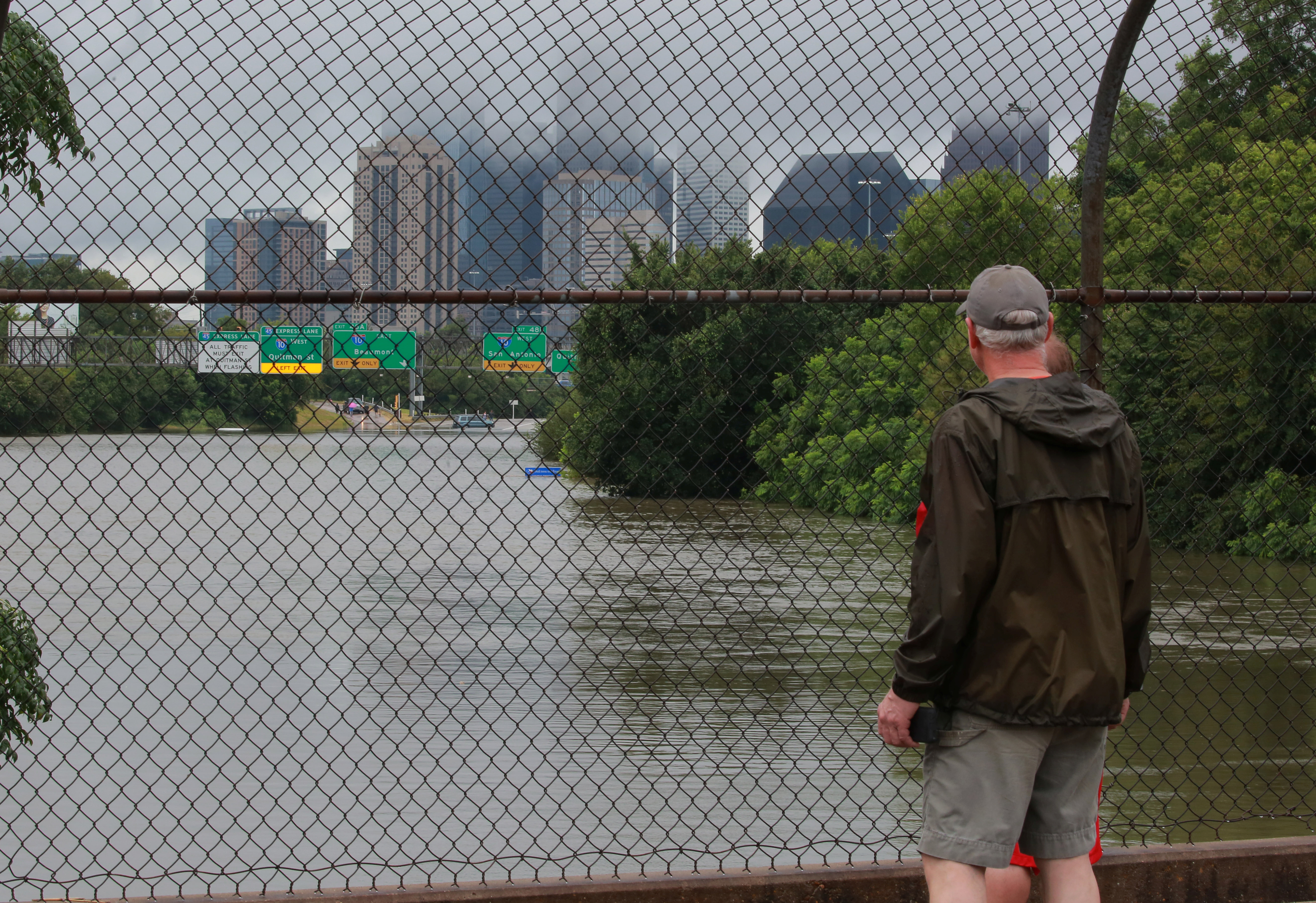 Interstate highway 45 is submerged from the effects of Hurricane Harvey seen during widespread flooding in Houston, Texas, U.S. on Aug.27, 2017. (REUTERS/Richard Carson)
