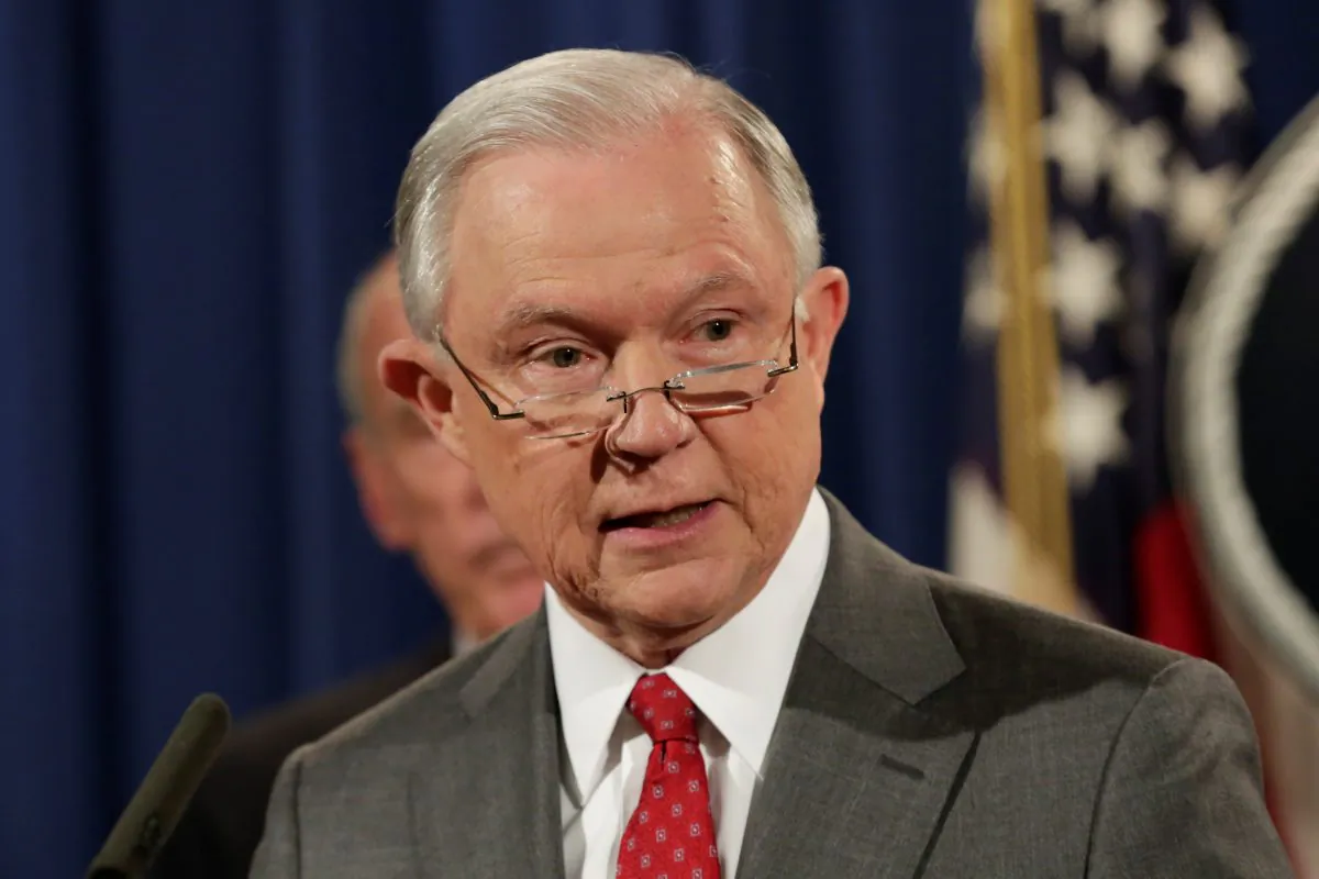 U.S. Attorney General Jeff Sessions speaks at a briefing on at the Justice Department in Washington on Aug. 4, 2017. (REUTERS/Yuri Gripas)