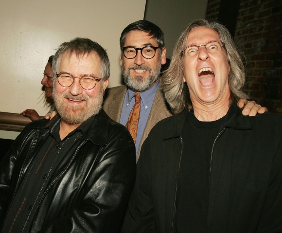 Directors Tobe Hooper (L), John Landis, and Mick Garris pose at a party to celebrate Showtime's series "Masters of Horror" on March 30, 2005 in Los Angeles, California. (Kevin Winter/Getty Images)