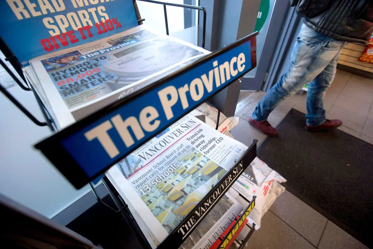 Copies of Postmedia-owned newspapers at a store in Burnaby, B.C., in a file photo. (The Canadian Press/Darryl Dyck)