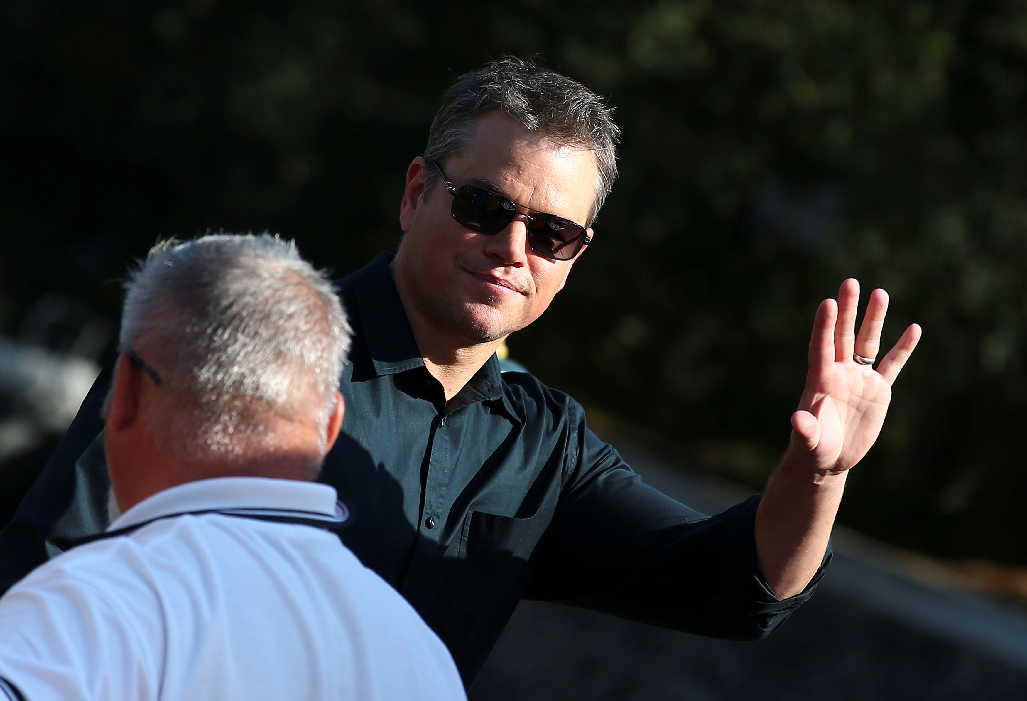 Actor Matt Damon's arrives at the 74th Venice Film Festival in Venice, Italy on Aug. 30, 2017. (REUTERS/Alessandro Bianchi)