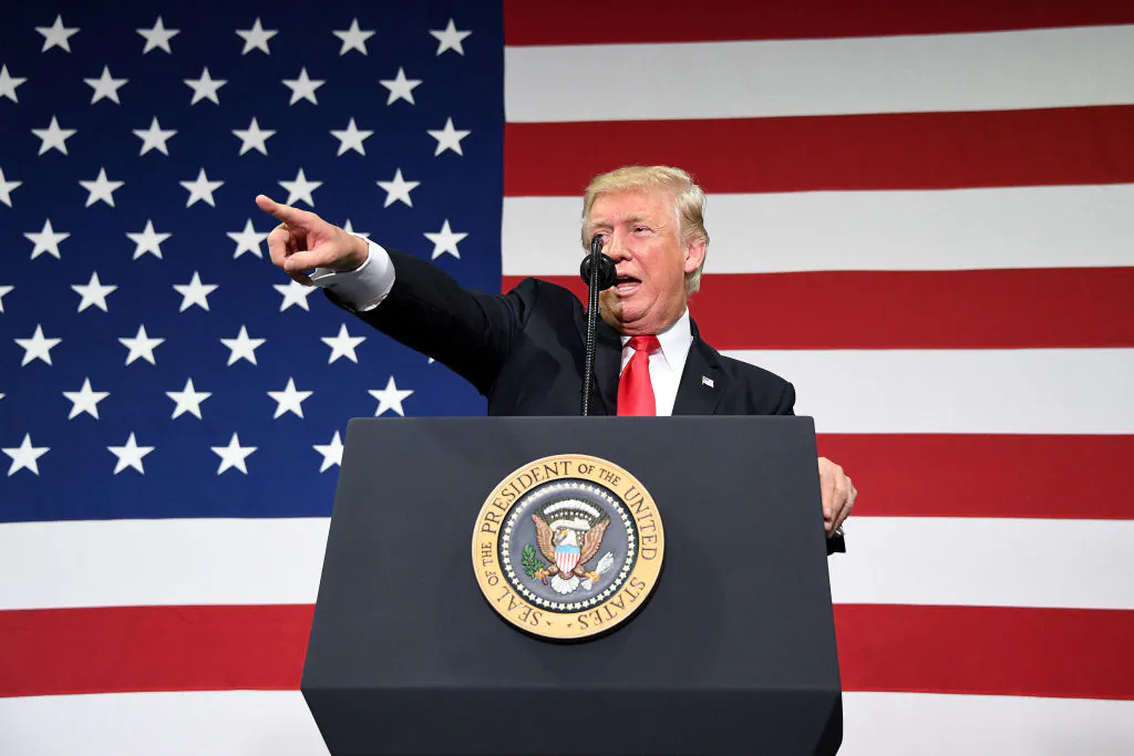 President Donald Trump participates in a tax reform kickoff event at the Loren Cook Company in Springfield, Mo., on Aug. 30, 2017. (JIM WATSON/AFP/Getty Images)