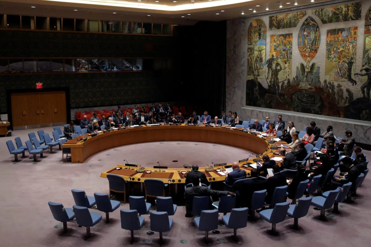 The United Nations Security Council sits to meet on North Korea after their latest missile test, at the U.N. headquarters in New York City on Aug. 29, 2017.  (Andrew Kelly/Reuters)