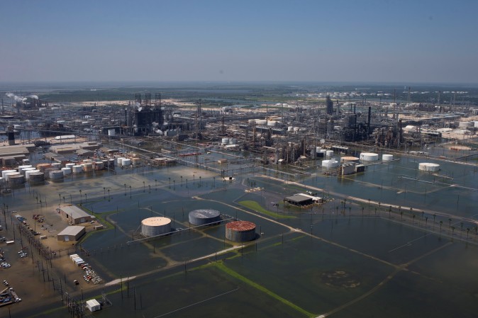 Flood waters caused by Tropical Storm Harvey encompass the Motiva Enterprises LLC in Port Arthur, Texas, U.S. August 31, 2017. REUTERS/Adrees Latif
