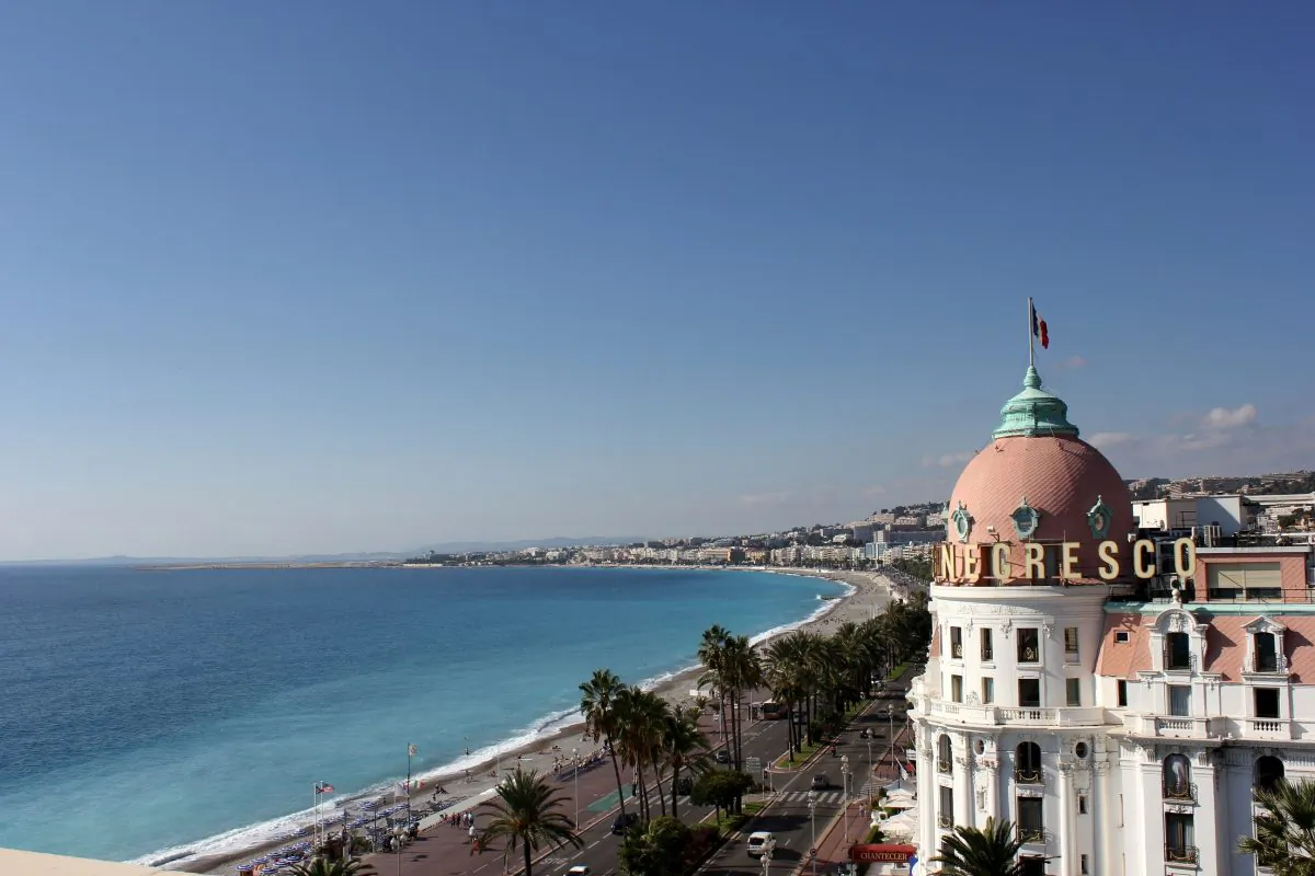 The celebrated dome of the Negresco Hotel in Nice, overlooking the Promenade des Anglais and the Mediterranean Sea. (Courtesy of Negresco Hotel)
