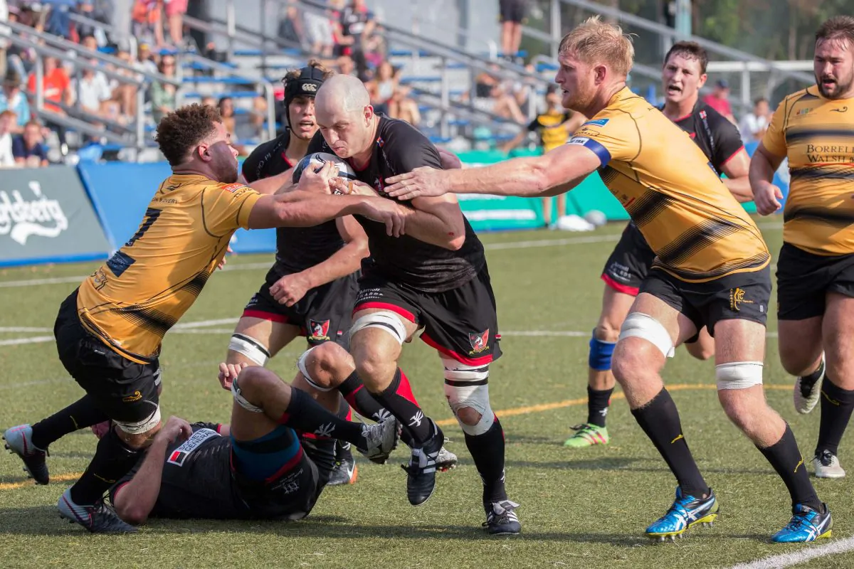 Valley substitute Lock shows good strength in this acttion from the Valley vs Tigers match at the Premiership Super Saturday, at King’s Park on Saturday Sept 23, 2017. (Dan Marchant)