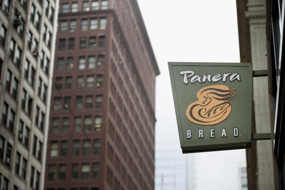 A sign marks the location of a Panera Bread restaurant on May 5, 2015 in Chicago, Illinois. (Scott Olson/Getty Images)