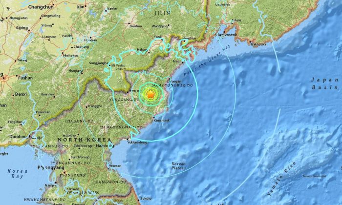 The site of the purported North Korean nuclear test.
 (USGS)