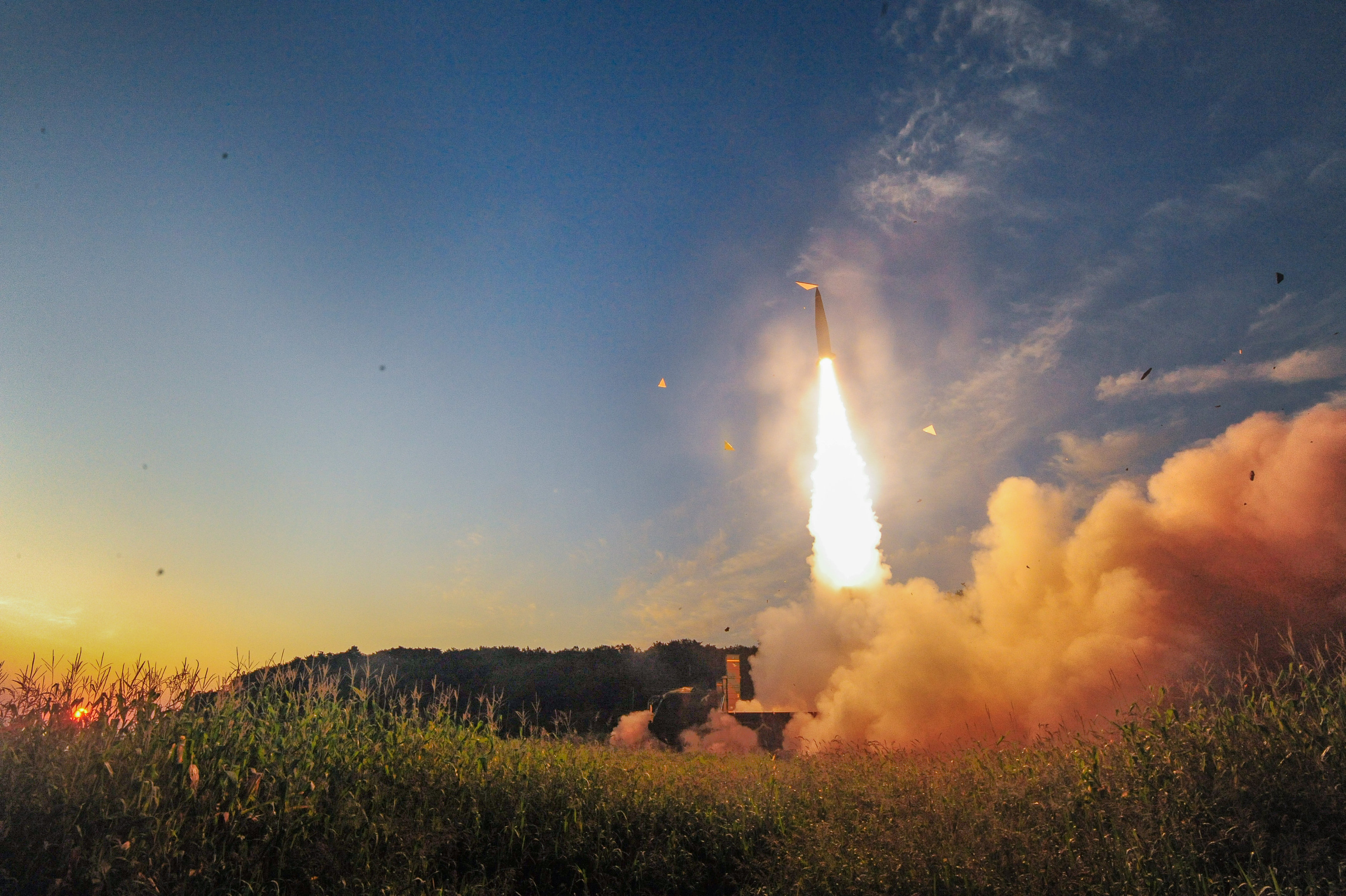 South Korean troops fire Hyunmoo Missile into the waters of the East Sea at a military exercise in South Korea September 4, 2017. Defense Ministry/Yonhap/via REUTERS