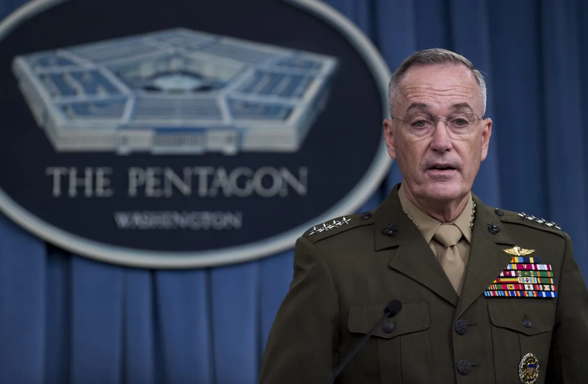 Chairman of the Joint Chiefs of Staff Marine General Joseph Dunford Jr. at the Pentagon in Washington on May 19, 2017. (SAUL LOEB/AFP/Getty Images)