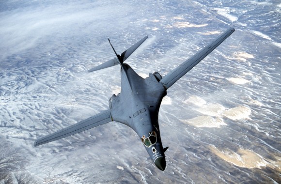 A B-1B long range strategic bomber in a file photo. In July this year the U.S. flew two of the bombers over the North Korean penninsula in a demonstration of force. Michael Green, the senior vice president for Asia and Japan Chair at CSIS, said that China needs to be compelled to change through a forcible approach, such as building the fear of a U.S. attack on North Korea in the minds of the Chinese regime rulers. (Courtesy USAF/Getty Images)