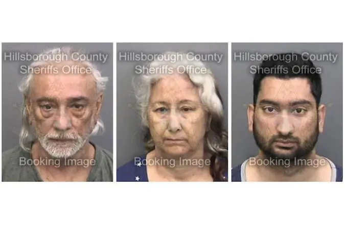 Jasbir Singh Kalsi, 67, Bhupinder Kalsi, 61, and Devbir Kalsi, 33 are seen in a Hillsborough County Sheriff's Office photo following their arrest on Sept 2, 2017 (Hillsborough County Sheriff's Office)