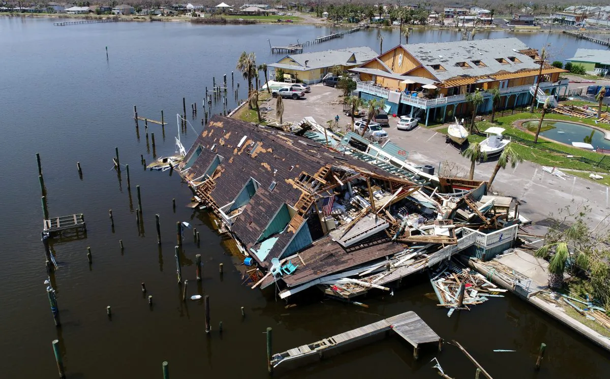 An aerial photo shows damage caused by Hurricane Harvey in Rockport, Texas, U.S., August 31, 2017. REUTERS/DroneBase