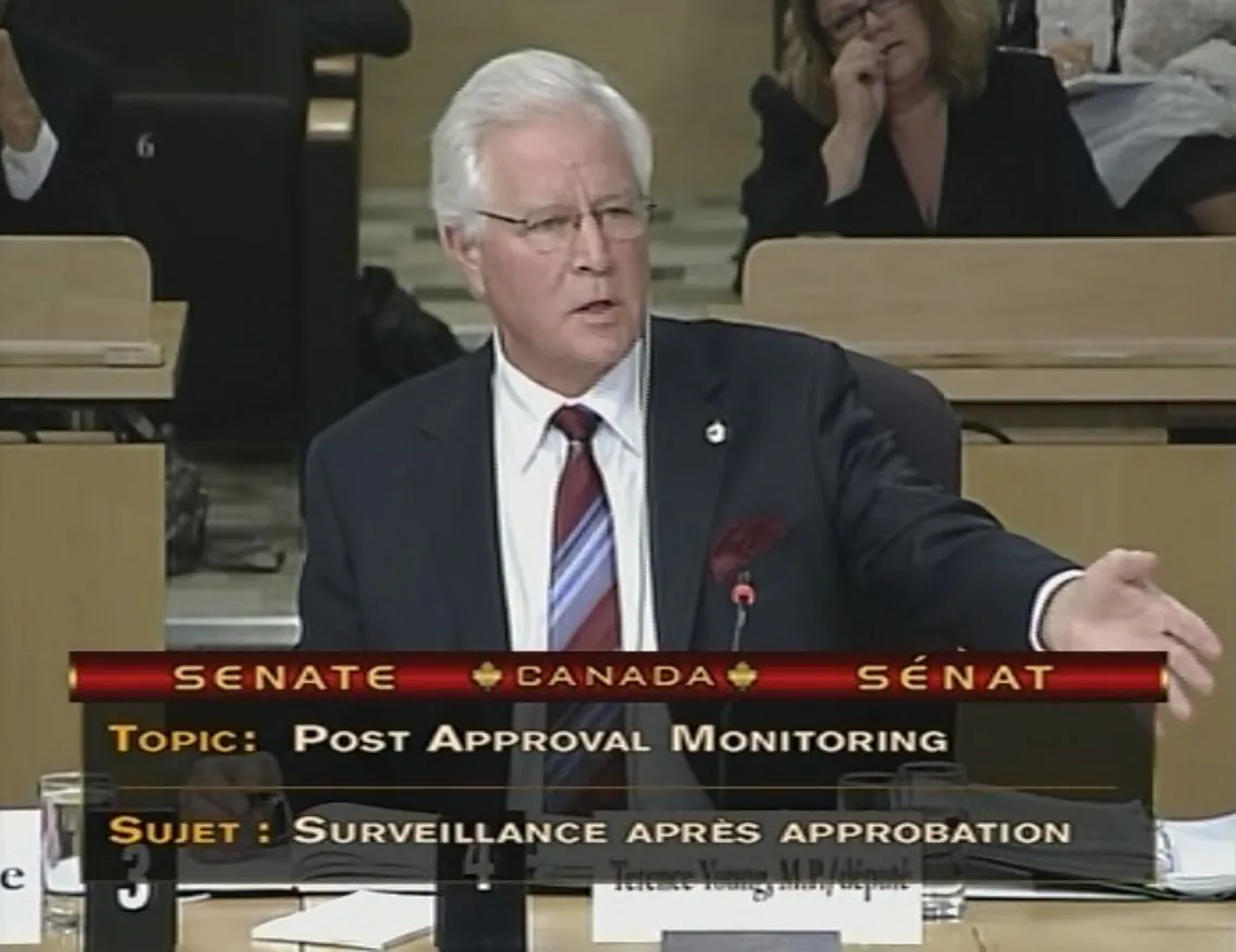 Former MP Terence Young speaks during Senate hearings on Vanessa’s Law in 2014. (Courtesy of Terence Young)