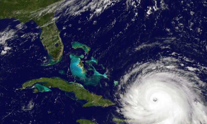 NOAA's GOES satellite shows Hurricane Irma  as it moves towards the Florida Coast in the Caribbean Sea taken at 16:15 UTC on Sept. 07, 2017. (NOAA GOES Project via Getty Images)