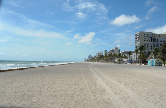An empty beach is seen before the arrival of hurricane Irma in Miami, Florida on September 8, 2017. Florida Governor Rick Scott warned that all of the state's 20 million inhabitants should be prepared to evacuate as Hurricane Irma bears down for a direct hit on the southern US state. / AFP PHOTO / Michele Eve Sandberg        (Photo credit should read MICHELE EVE SANDBERG/AFP/Getty Images)
