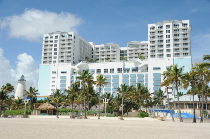 Margaritaville Hollywood Beach Resort is seen after it closed up ahead of the arrival of hurricane Irma at Hollywood Beach in Miami, Florida on September 8, 2017. Florida Governor Rick Scott warned that all of the state's 20 million inhabitants should be prepared to evacuate as Hurricane Irma bears down for a direct hit on the southern US state. / AFP PHOTO / Michele Eve Sandberg        (Photo credit should read MICHELE EVE SANDBERG/AFP/Getty Images)