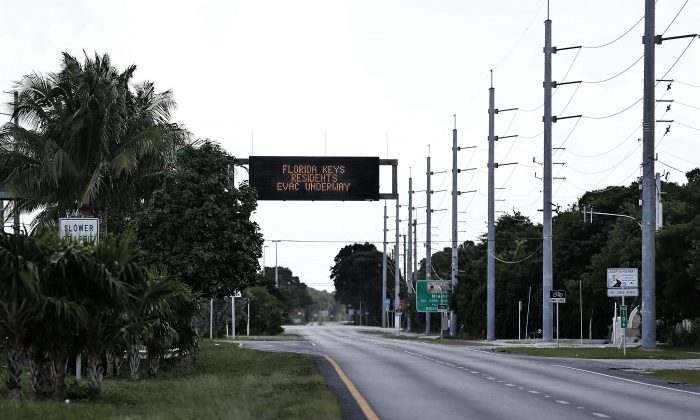 KEY LARGO, FL - SEPTEMBER 08: The roads are empty after most residents have already evacuated as Hurricane Irma heads towards the the Florida Keys on September 8, 2017  in Key Largo, Florida.  The entire Florida Keys are under a mandatory evacuation notice as Hurricane Irma approaches the low-lying chain of islands south of Miami.  (Photo by Marc Serota/Getty Images)