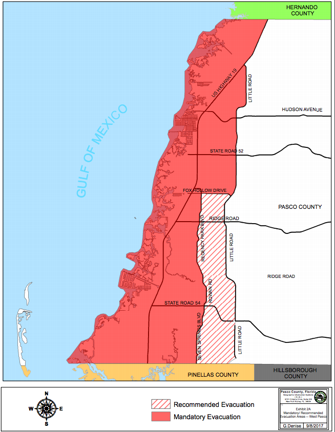 Pasco County Evacuation Zones