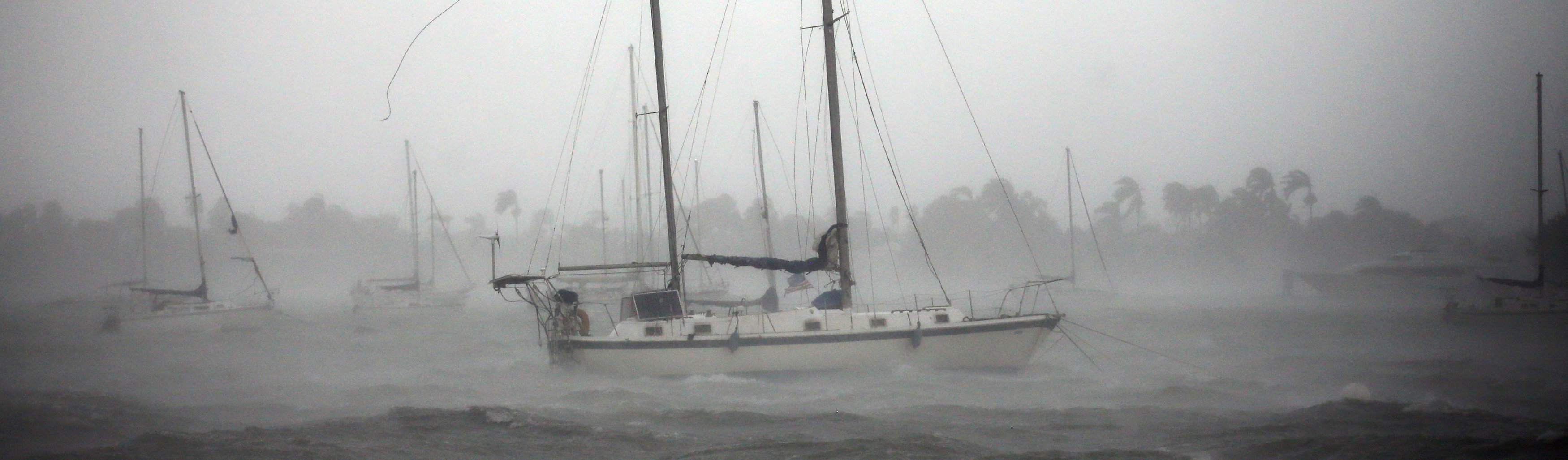 Boats are seen at a marina in South Beach as Hurricane Irma arrives at south Florida, in Miami Beach, Florida on Sept. 10, 2017. (REUTERS/Carlos Barria)