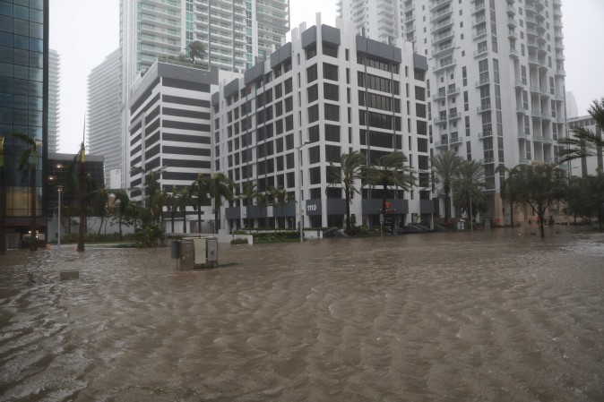 Flooding in the Brickell neighborhood as Hurricane Irma passes Miami, Florida on Sept. 10, 2017. (REUTERS/Stephen Yang)