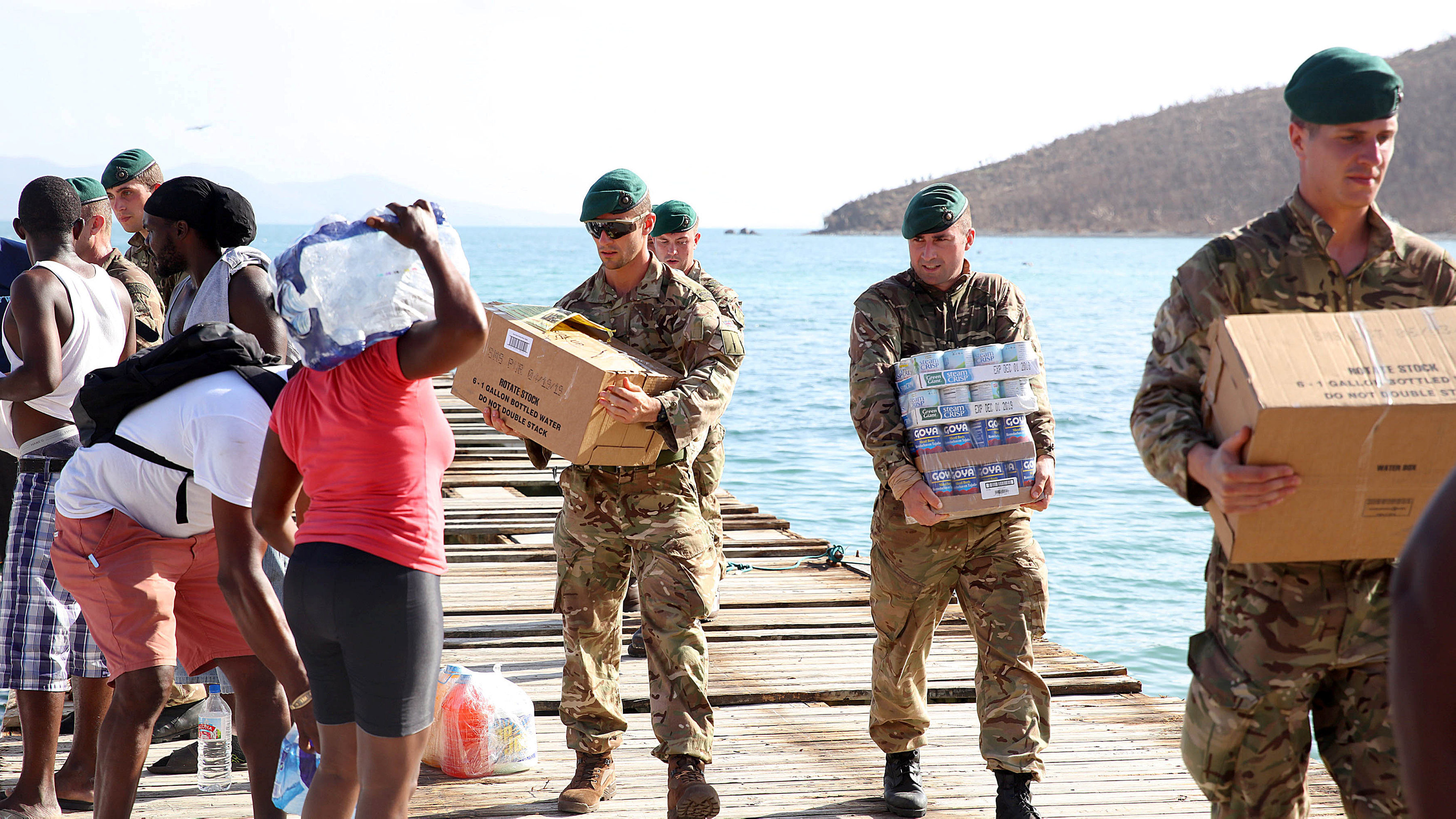British Army Commandos take part in recovery efforts after hurricane Irma passed Tortola, in the British Virgin Islands on Sept. 11, 2017. (Captain George Eatwell RM/Ministry of Defence handout via Reuters)