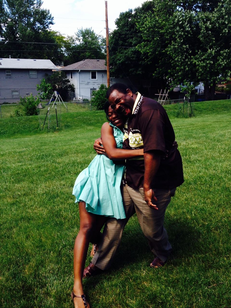 Marlene Djidjoho hugging her dad, Pierre. (Photo courtesy of Marlene Djidjoho)
