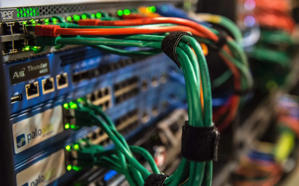 Cables linked to a server is seen Jan. 4 during the International Cybersecurity Forum in Lille, France. (Philippe Huguen/AFP/Getty Images)