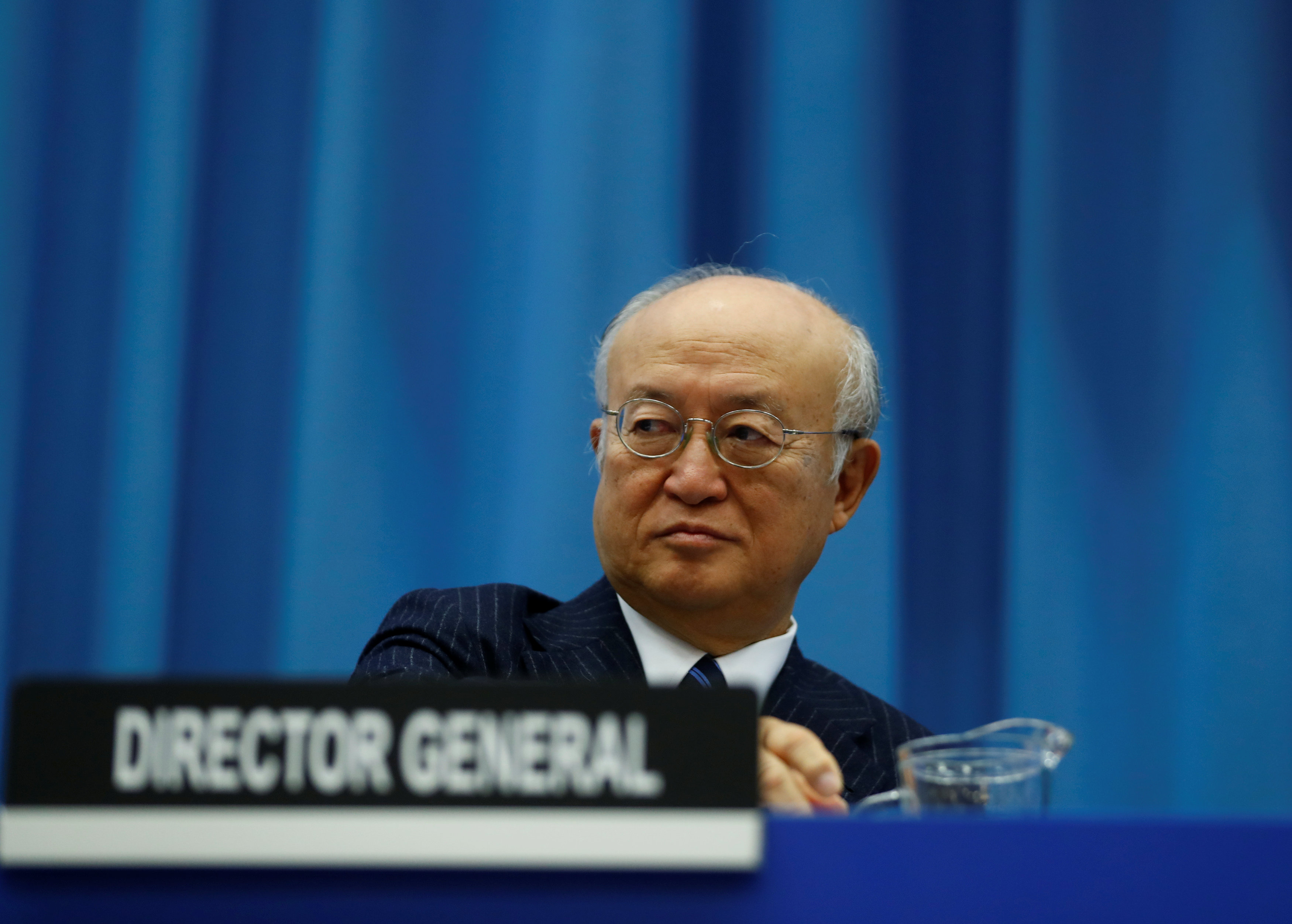International Atomic Energy Agency (IAEA) Director General Yukiya Amano attends the opening of the General Conference at the IAEA headquarters in Vienna, Austria on Sept. 18, 2017. (REUTERS/Leonhard Foeger)
