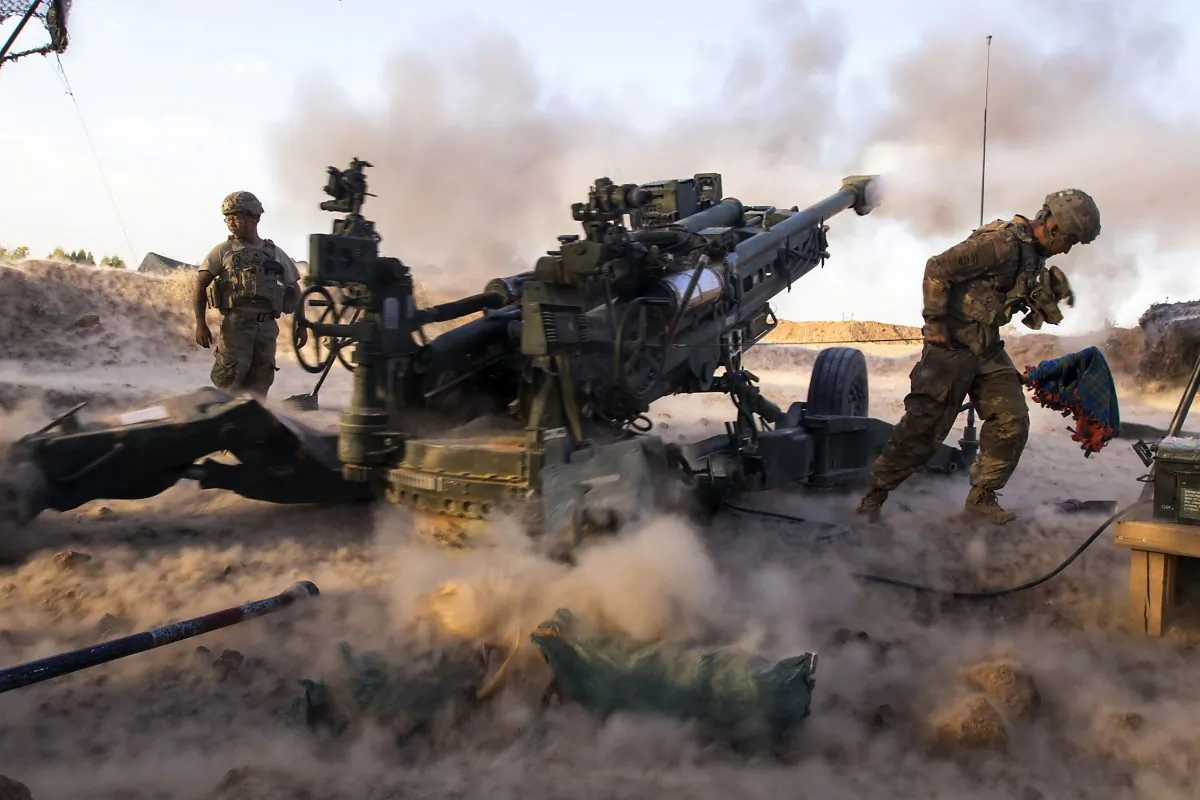 Paratroopers engage ISIS terrorists with precise and strategically placed artillery fire in support of Iraqi and Peshmerga fighters in Mosul, Iraq, on July 6, 2017. (Army photo by Sgt. Christopher Bigelow)