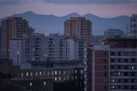 Apartment buildings in Pyongyang, North korea, on Sept. 22, 2017. (ED JONES/AFP/Getty Images)
