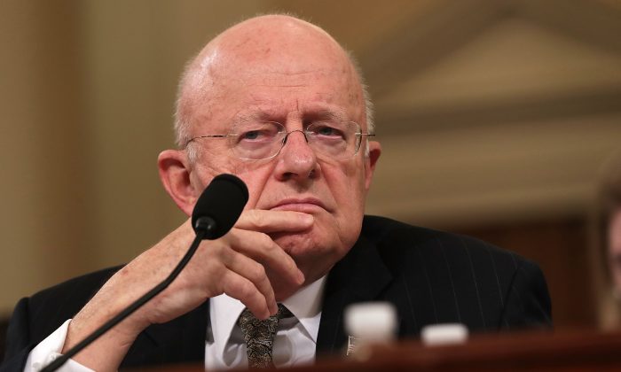 Then Director of National Intelligence James Clapper testifies during a hearing before the House Select Intelligence Committee on Nov. 17, 2016. (Alex Wong/Getty Images)
