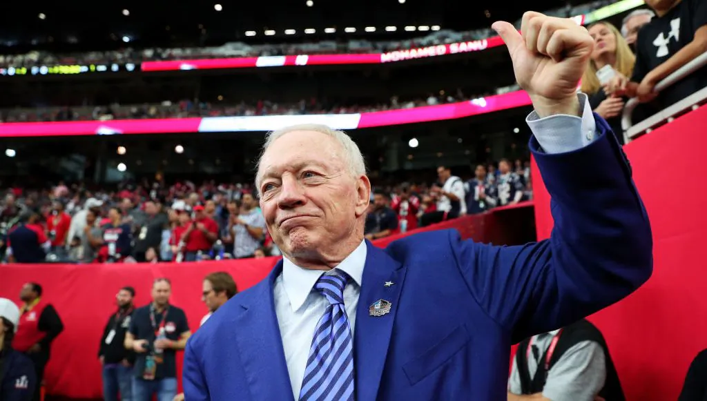 Dallas Cowboys owner Jerry Jones stands on the field prior to Super Bowl LI at NRG Stadium in Houston on Feb. 5, 2017. (Tom Pennington/Getty Images)