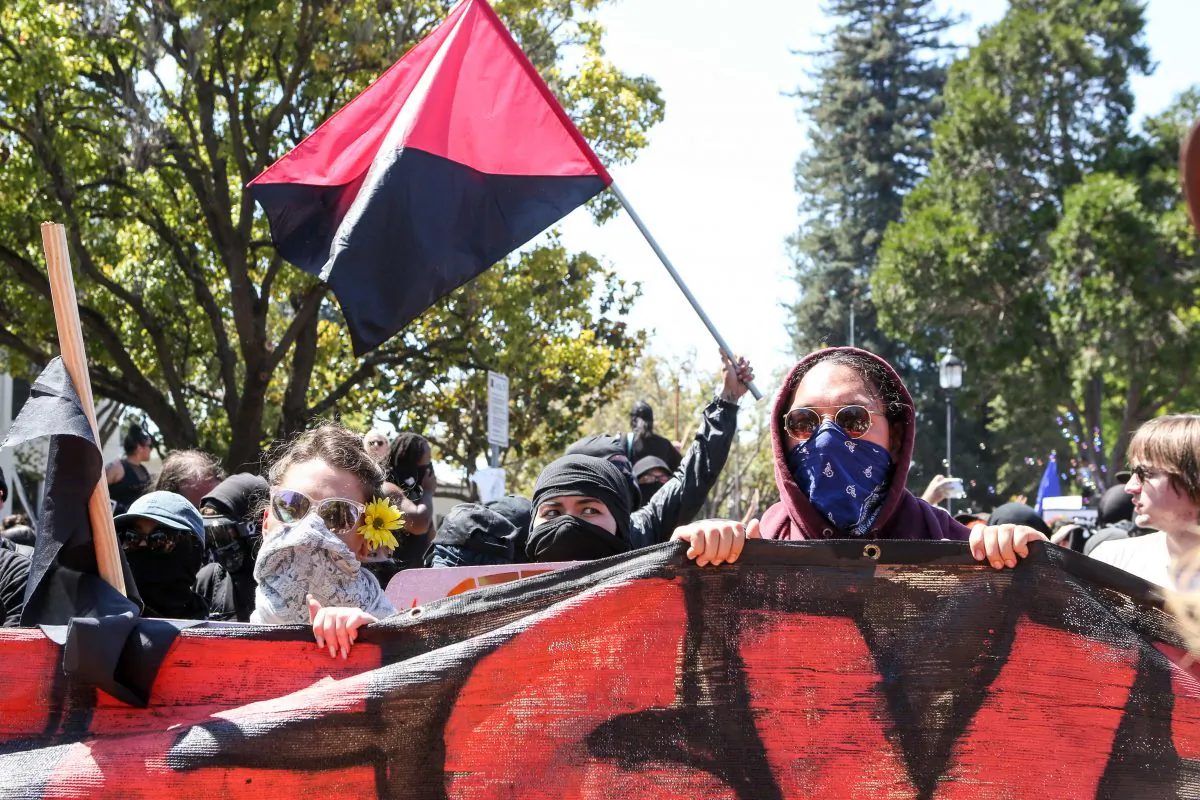 Antifa members and counter protesters gather during a No-to-Marxism rally at Martin Luther King Jr. Park in Berkeley, Calif., on Aug. 27, 2017. (Amy Osborne/AFP/Getty Images)