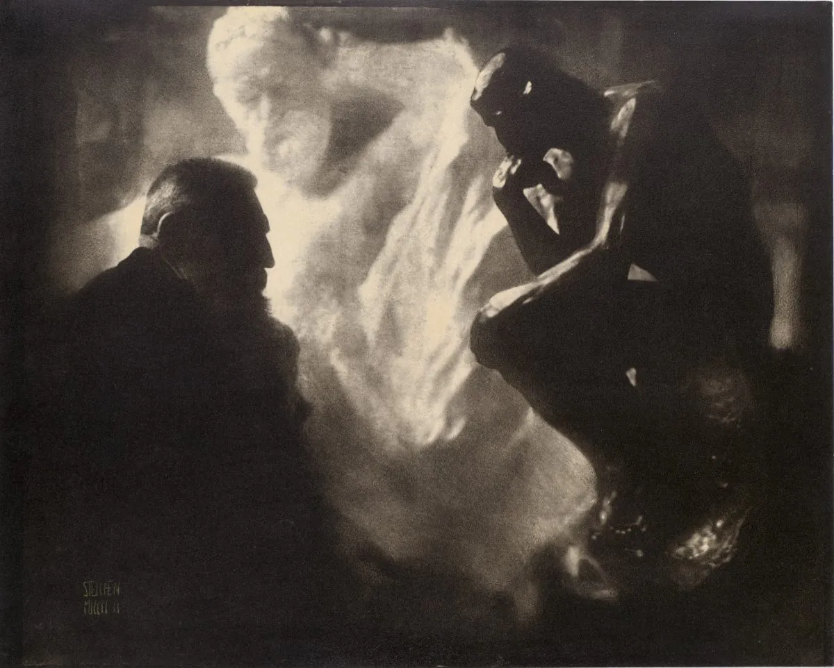 “Rodin—The Thinker” 1902 by Edward J. Steichen (1879–1973). Gum bichromate print. The Metropolitan Museum of Art, Gilman Collection, purchase, Harriette and Noel Levine gift, 2005. (The Estate of Edward Steichen/Artists Rights Society, ARS)