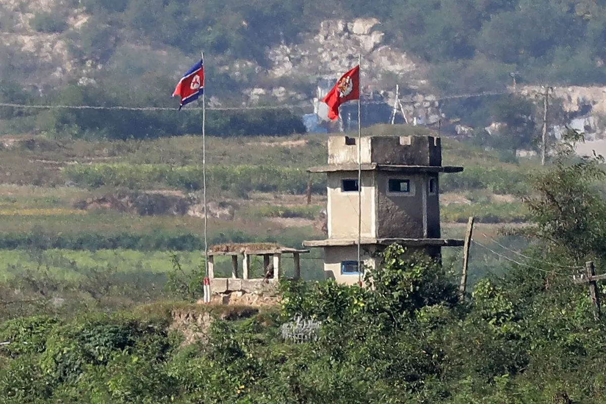 A North Korean military check point is seen from an observation post in Panmunjom, South Korea, on Sept. 28, 2017. (Chung Sung-Jun/Getty Images)
