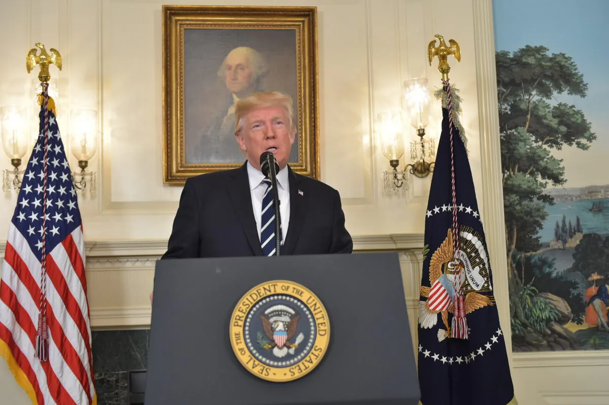 President Donald Trump delivers a statement on the Las Vegas mass shooting from the Diplomatic Reception Room of the White House on Oct. 2, 2017. (MANDEL NGAN/AFP/Getty Images)