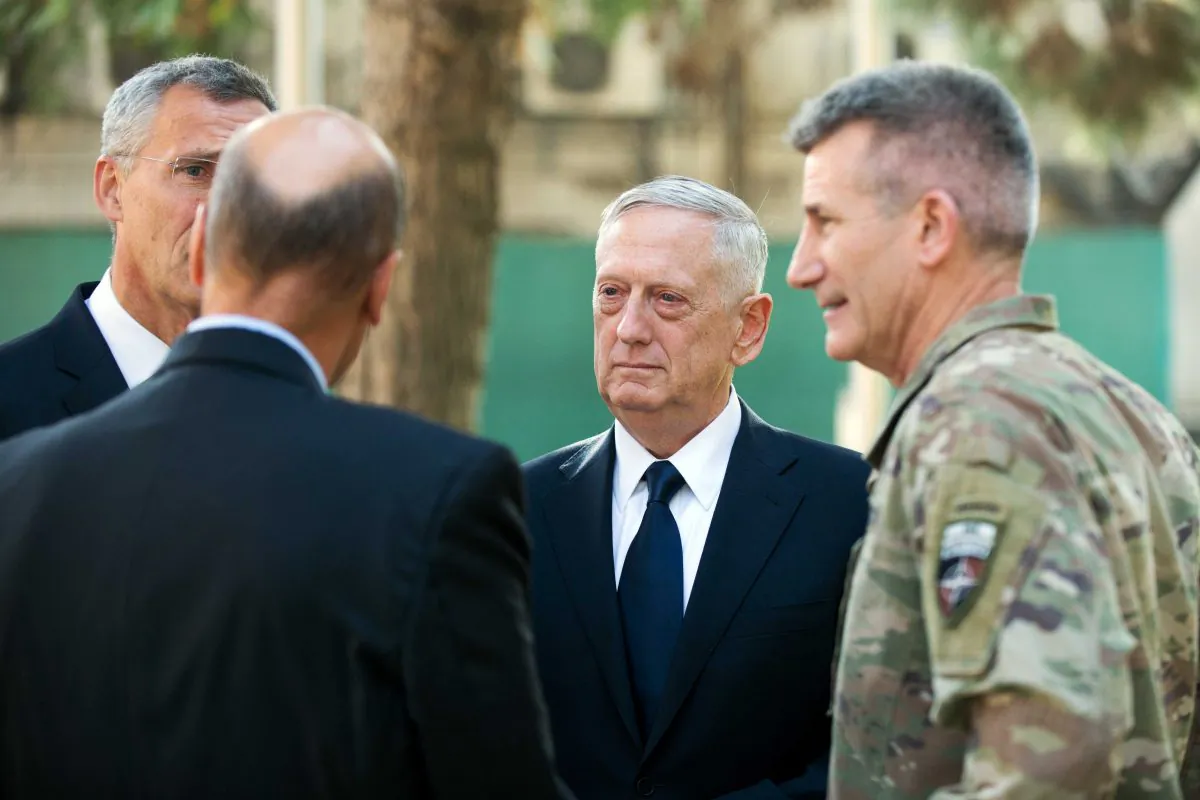 Defense Secretary Jim Mattis speaks with U.S. military and NATO leaders during a visit to the Resolute Support headquarters in Kabul, Afghanistan, on Sept. 27, 2017. (DoD photo by Air Force Staff Sgt. Jette Carr)