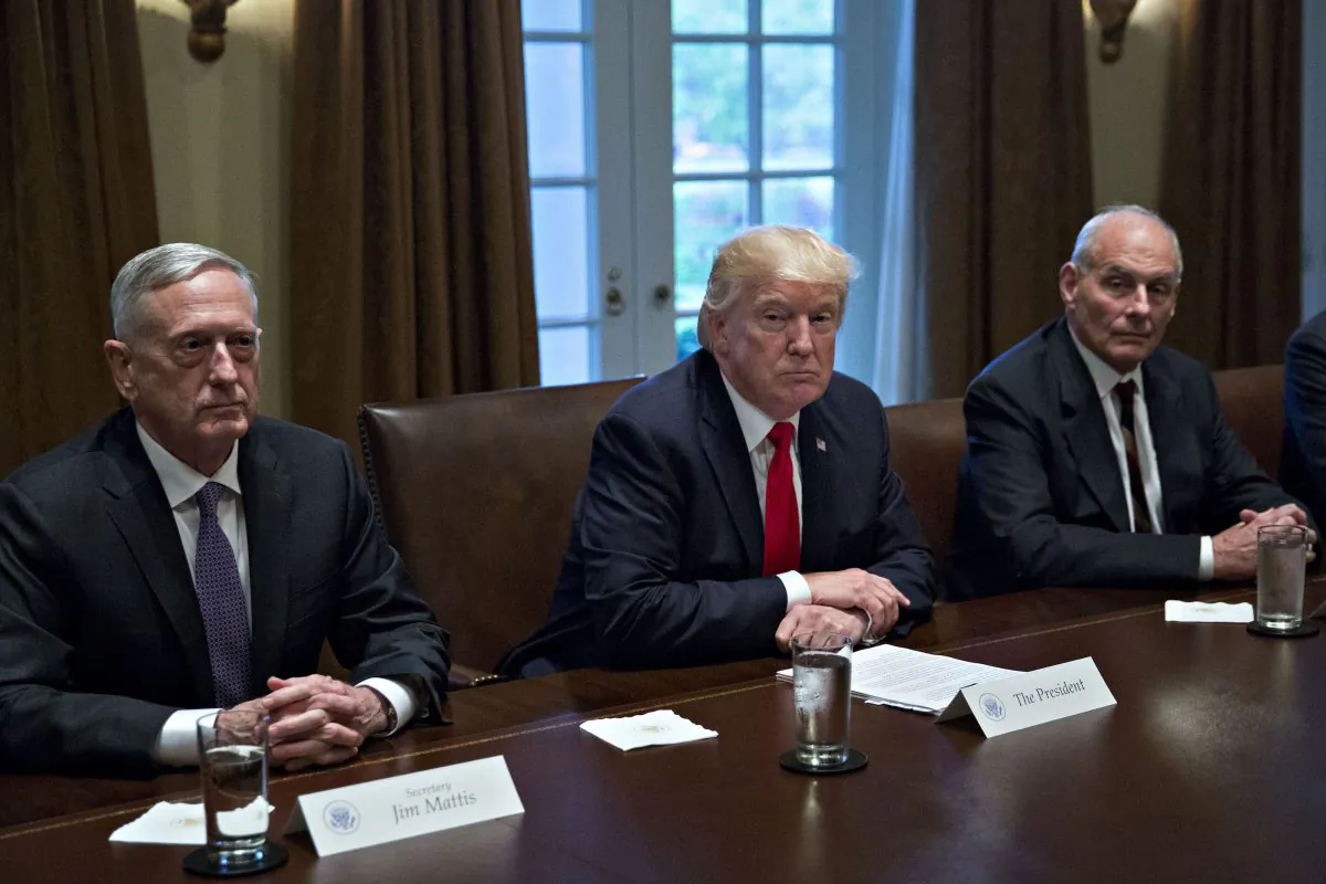 President Donald Trump during a meeting with senior military leaders at the White House on Oct. 5, 2017. (Andrew Harrer-Pool/Getty Images)