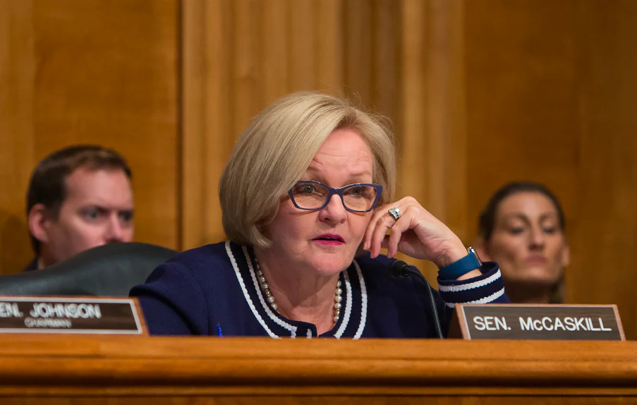 Sen. Claire McCaskill (D-Mo.) at a Senate hearing on "Threats to the Homeland" in Washington, D.C., on Sept. 27, 2017. (Samira Bouaou/The Epoch Times)