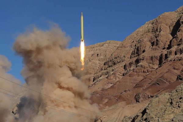 A long-range Qadr ballistic missile is launched in the Alborz mountain range in northern Iran on March 9, 2016. (Mahmood Hosseini/AFP/Getty Images)