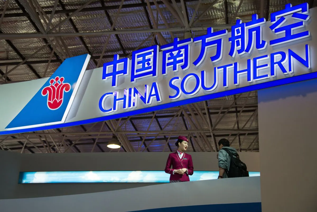 A booth of China Southern Airlines at the Airshow China in Zhuhai, Guangdong Province on Nov. 13, 2014. (Johannes Eisele/AFP/Getty Images)
