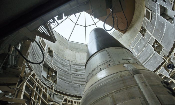 A deactivated Titan II nuclear ICMB is seen in a silo at the Titan Missile Museum in Green Valley, Ariz., on May 12, 2015. (BRENDAN SMIALOWSKI/AFP/Getty Images)