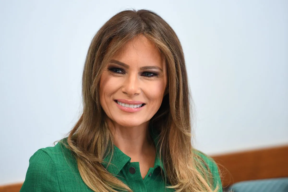 First Lady Melania Trump attends a roundtbale at Lily's Place, the first nonprofit infant recovery center that provides services to parents and families dealing with addiction in Huntington, West Virginia, on Oct. 10, 2017. (JIM WATSON/AFP/Getty Images)