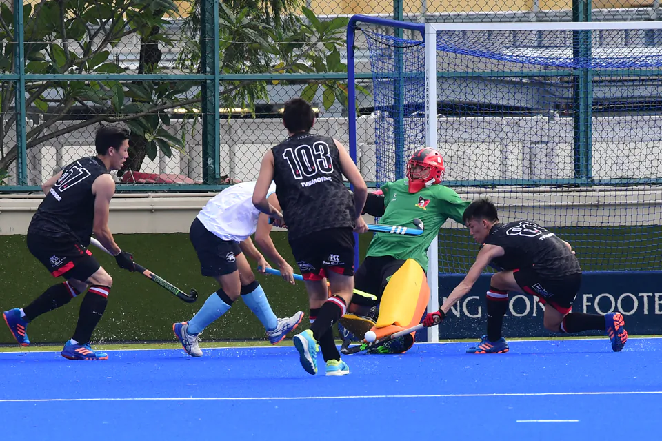 Valley-A are forced to defend in their HKHA Premier League match at HKFC on Sunday Oct 8. After a hard fought match HKFC came away 4-0 winners. (Bill Cox/Epoch Times)
